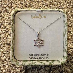 NEW Isabella M. Sterling Silver and Cubic Zirconia Snowflake Necklace